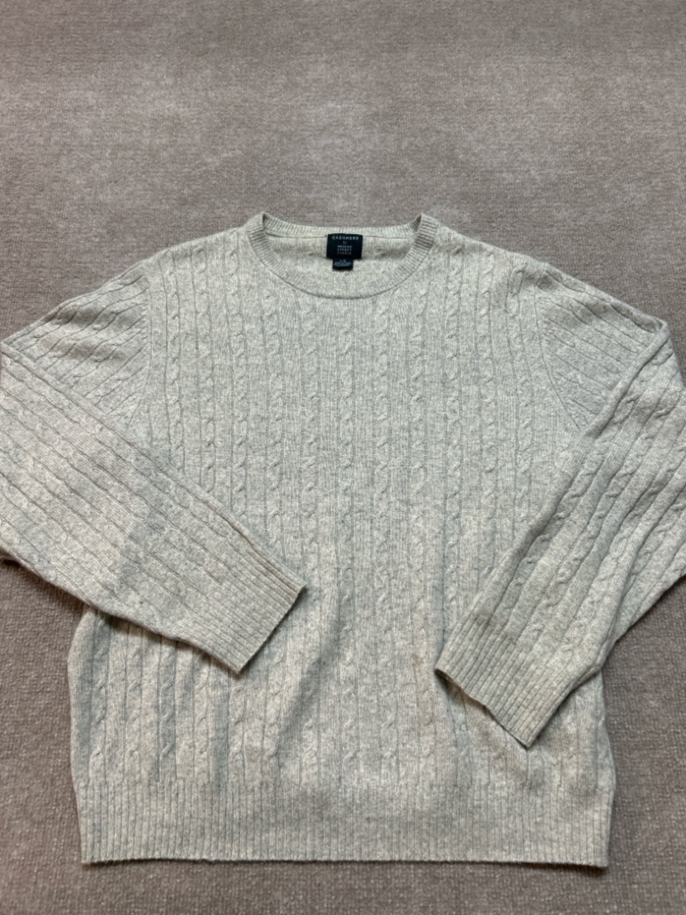 Cashmere Sweater Mercer Street Studio Large Gray Cable Knit 100% Cashmere 0903
